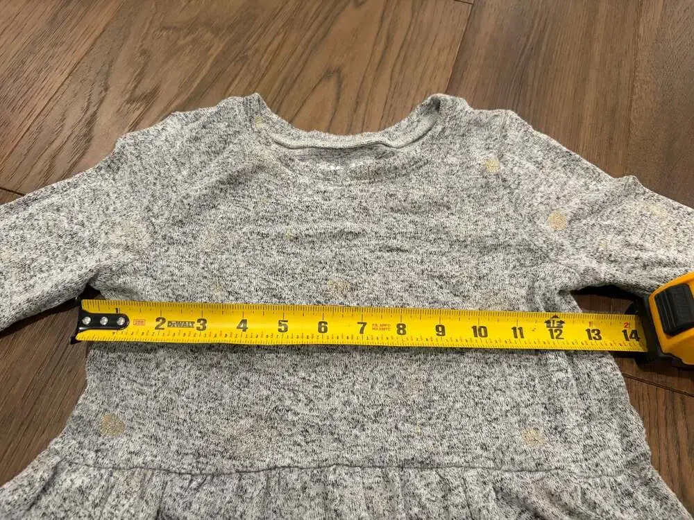 Mudd Girls Gray Gold Polka Dot Long Sleeve Peplum Top Size 7